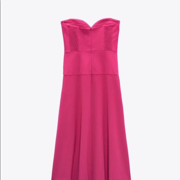 ZARA BLOGGER FAVORITE BUSTIER MIDI DRESS FUCHSIA - Picture 14 of 16